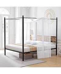 Gymax 4-Post Canopy Bed Frame Rustproof Metal Noise-free with Foot Pads