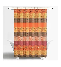 Slickblue 72-inch Orange Teal Floral Damask Boho Birds Polyester Shower Curtain