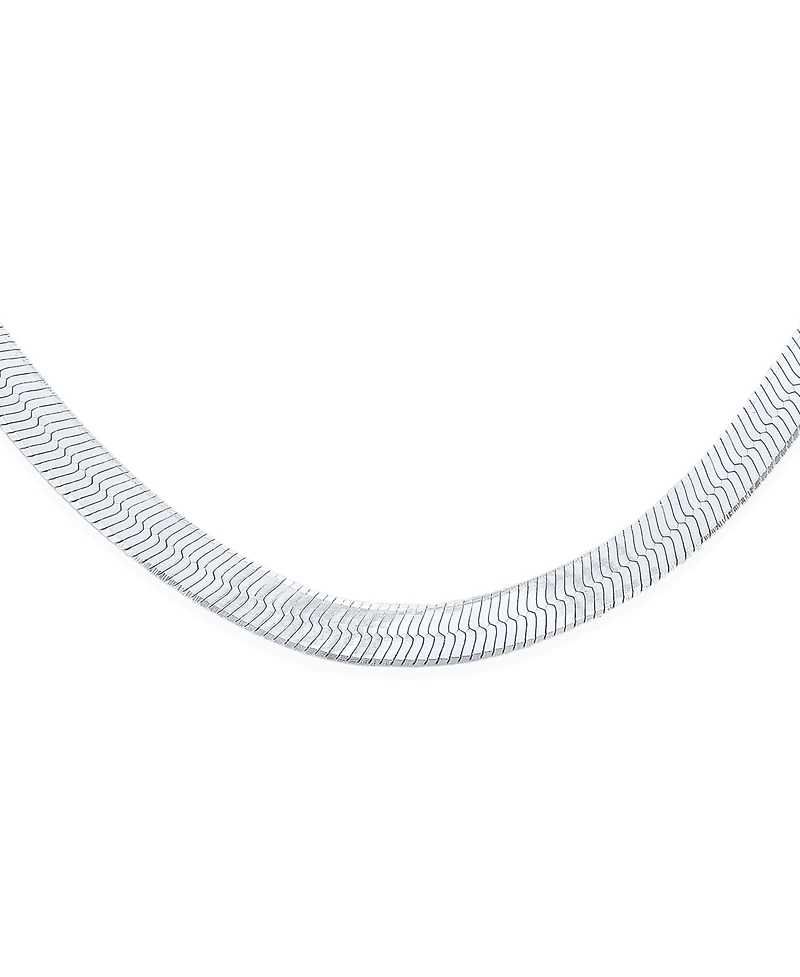 Bling Jewelry .925 Sterling Silver Flat Omega Herringbone Chain Choker Collar Necklace Made in Italy