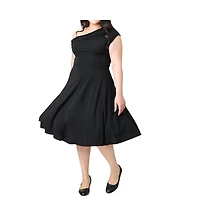 Unique Vintage Plus Asymmetrical Neck Swing Dress