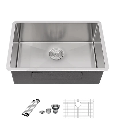 flynama 26x18x10inch Undermount Kitchen Sink Single Bowl Stainless Steel 16 Gauge Deep Basin
