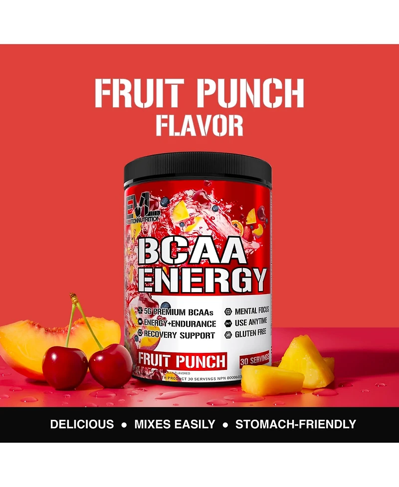 Evl Bcaas Amino Acids Powder - Rehydrating BCAA Powder Post Workout Recovery Drink with Natural Caffeine