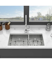 flynama 30x19x10inch Undermount Double Bowl Kitchen Sink Stainless Steel 16 Gauge 60 and 40