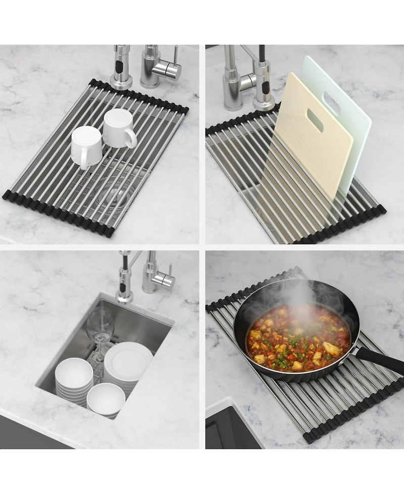 flynama 12x18x8 Inch Undermount Stainless Steel Kitchen Sink 16 Gauge T304 Single Bowl With Dish Grid Drain Assembly Drying Rack