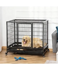Aostirmotor Dog Crate Metal Cage Kennel