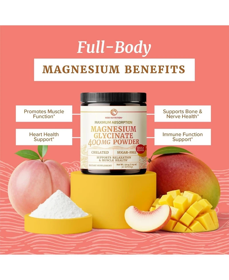 Nobi Nutrition Magnesium Powder, Peach Mango, 105gm