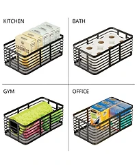 Metal Pantry Basket with Handles - Set of 2, Matte Black