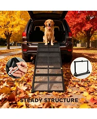 Aostirmotor Folding Portable Dog Ramp Extra Long and Wide Dog Car Ramp in Black