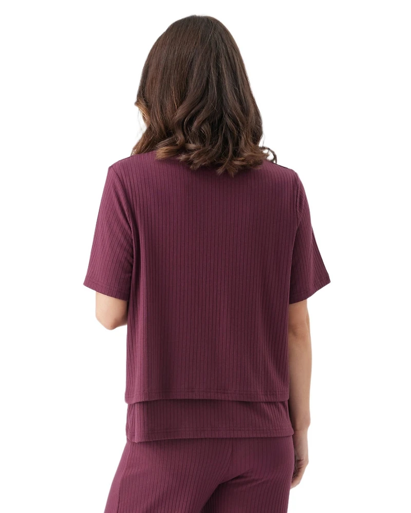 Ripe Maternity Mike Rib Nursing Top Maroon