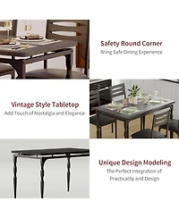 gaomon 5 Piecs Dining Table Set, Farmhouse Style and Chairs Set for 4, Room Kitchen Apartment, Modern Sturdy