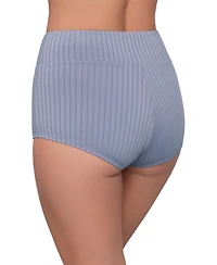 S3 Apparel Women's Smoothing Ribbed Ultra High-Waist Swim Shorts - Scarlet Red