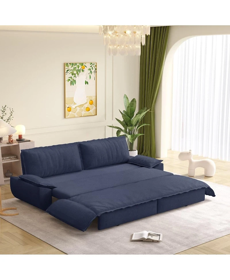 Maison Boucle Corduroy Queen Sleeper Sofa Bed with Pull-Out for Small Spaces