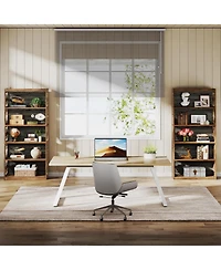 Tribesigns 6-Tier Bookcase Set of 2, 70-Inch Tall Freestanding Bookshelf with Rhombus Pattern for Living Room, Bedroom