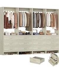Aheaplus 24" Freestanding Closet Organizer System with Hanging Rods and Drawers