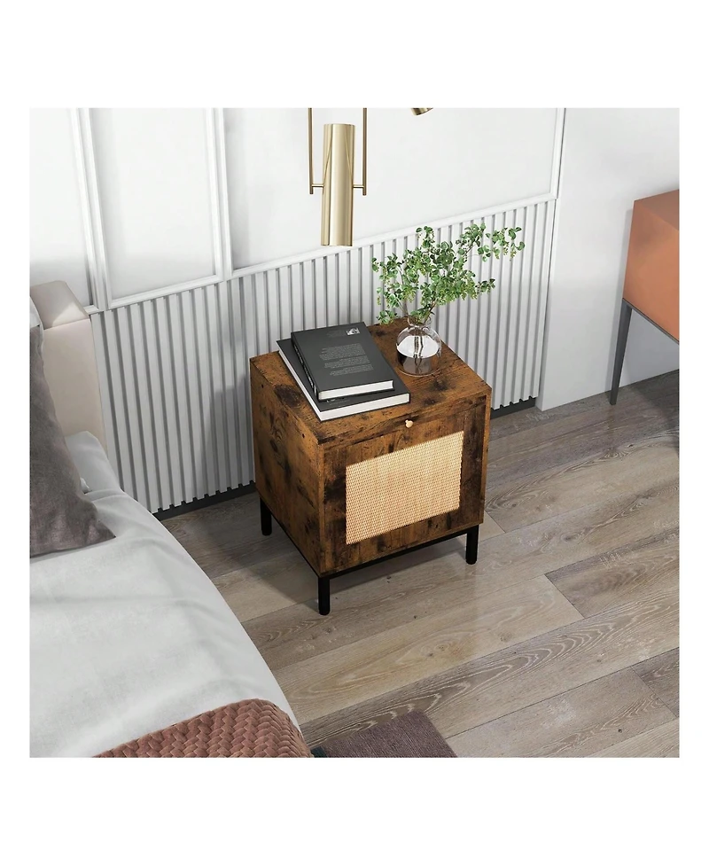 gaomon End Table Wood Nightstand With Storage Shelf