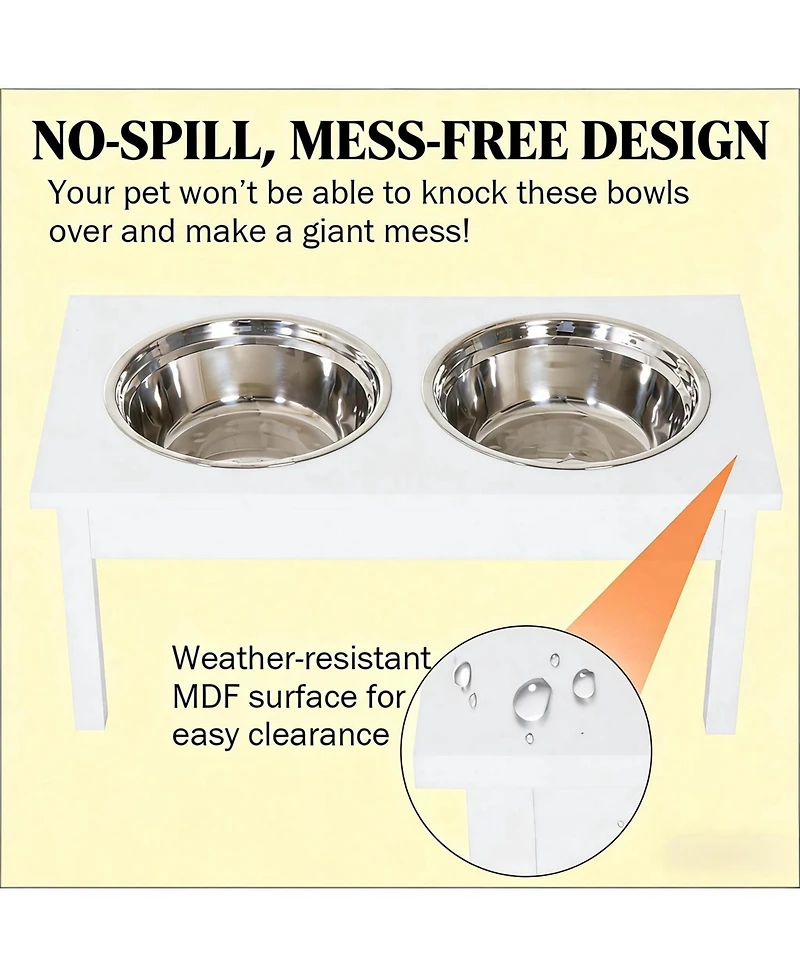 Aostirmotor 23 in. Wide Dog Bowls Elevated Feeding Station in White