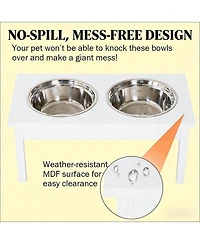 Aostirmotor 23 in. Wide Dog Bowls Elevated Feeding Station in White