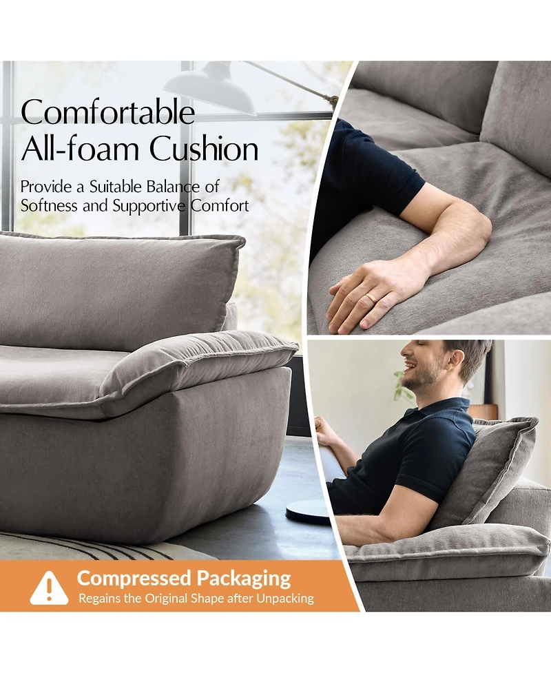Hulala Home Enrique Modern 90"W Oversized Compressed High-density Foam Sofa and No Assembly Needed