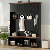 Boyel Living Hall Tree with 6 Hooks and Storage Bench for Entryway Hallway