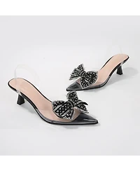 Berness Ninetta Clear Slingback Heels with Crystal Bow