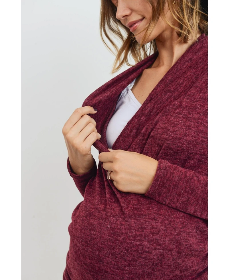 Hello Miz Maternity V Neck Wrap Long Sleeve Nursing Top