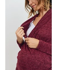 Hello Miz Maternity V Neck Wrap Long Sleeve Nursing Top