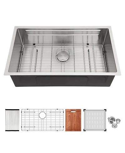 flynama Undermount Workstation Kitchen Sink Stainless Steel Single Bowl Gauge