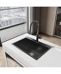 flynama 23x19inch Black Stainless Steel Kitchen Sink Undermount Single Bowl Handmade