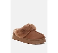 London Rag Women's Portho Faux Fur Slip Flat