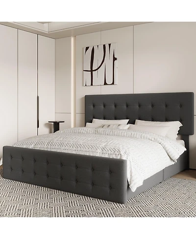 gaomon Easy Assembly King Size Bed Frame Space Saving, for Living Room