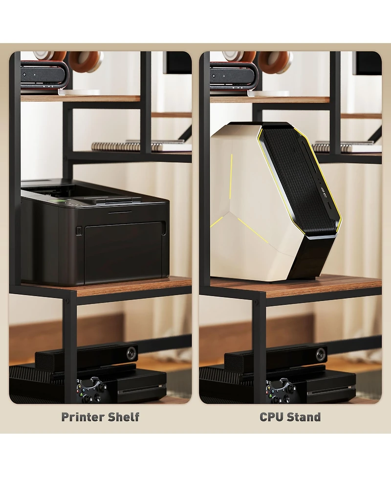 Homcom Computer Desk with Monitor Sd 4-Tier Shelf Home Office Desk