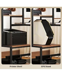 Homcom Computer Desk with Monitor Sd 4-Tier Shelf Home Office Desk