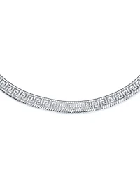 Bling Jewelry Reversible Flat Greek Key Design.925 Sterling Silver Herringbone Necklace Collar Made in Italy 16 Inch