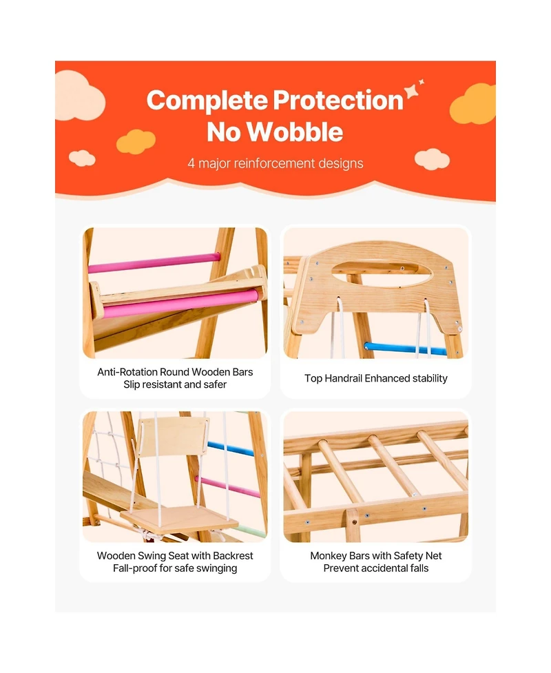 Slickblue 9-in-1 Toddler Indoor Jungle Gym with Climbing and Play Features