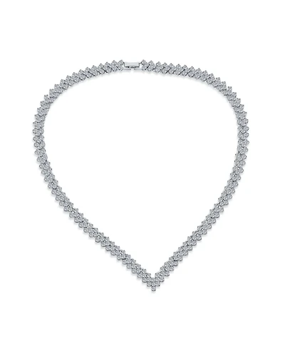 Bling Jewelry Art Deco Style Cubic Zirconia Statement Cz Collar Statement V Decollete Necklace