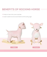 Qaba Kids Rocking Horse, Deer Shaped Ride on Horse with Realistic Sound