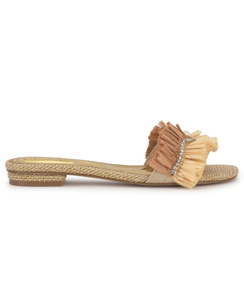 Jessica Simpson Women's Danive Raffia Fringe Flat Slide Sandals