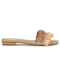 Jessica Simpson Women's Danive Raffia Fringe Flat Slide Sandals