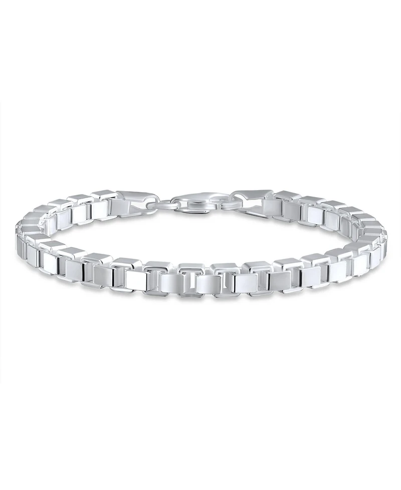 Bling Jewelry Solid Heavy Venetian Box Link Chain Bracelet .925 Sterling Silver Made In Italy 7.5 Inch