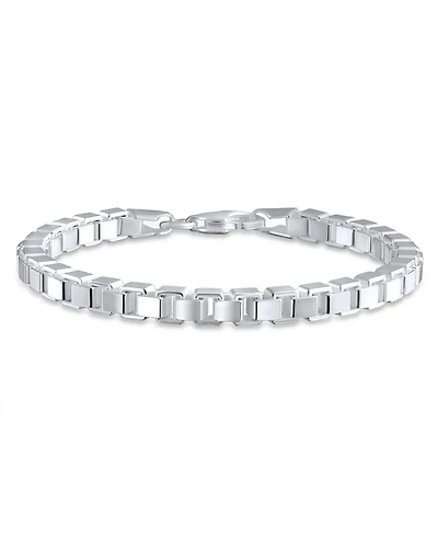 Bling Jewelry Solid Heavy Venetian Box Link Chain Bracelet .925 Sterling Silver Made In Italy 7.5 Inch