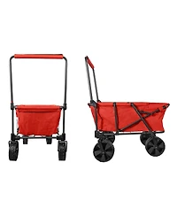 Zenithen X-Large Folding Portable Wagon with Terrain Wheels, Red