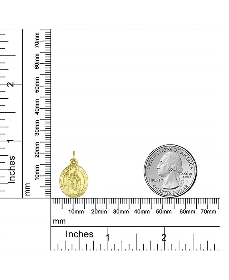 Bling Jewelry 14K Gold Religious Medal Saint Christopher Pendant Necklace Saint of Travel Safety No Chain