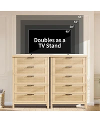 gaomon Fluted Dresser for Bedroom with 5 Drawers, 42.9 in Tall Chest of Large DrawersLarge Clothes Storage Cabinet,Wood Dresser, Tv Stand for Bedroom