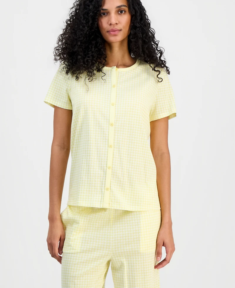 Charter Club Women's 2-Pc. Cotton Printed Cropped Pajamas Set, Created for Macy's