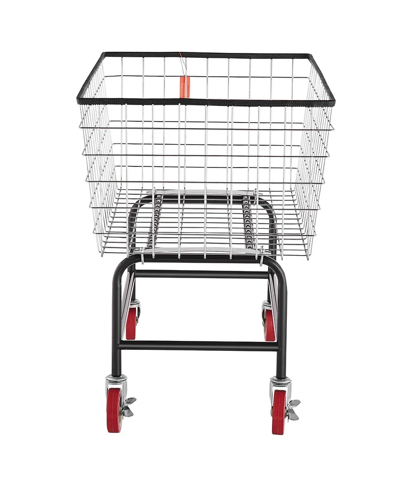 Ecooso Wire Laundry Cart, 4.5 Bushel Basket with Wheels, 35" x 15.7" x 22", Steel Frame, Chrome Finish, 5" Casters