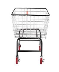 Ecooso Wire Laundry Cart, 4.5 Bushel Basket with Wheels, 35" x 15.7" x 22", Steel Frame, Chrome Finish, 5" Casters