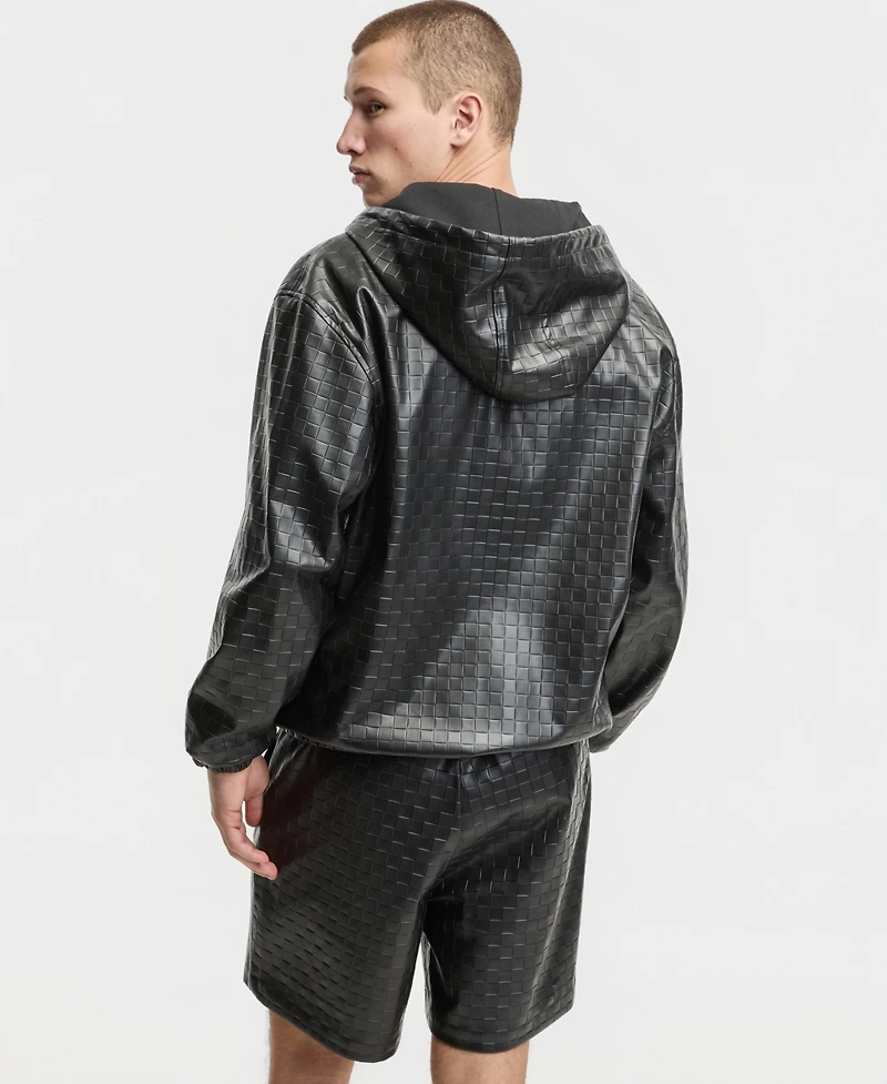 Mode of One Men's Pleather Full-Zip Hoodie, Macy's Exclusive