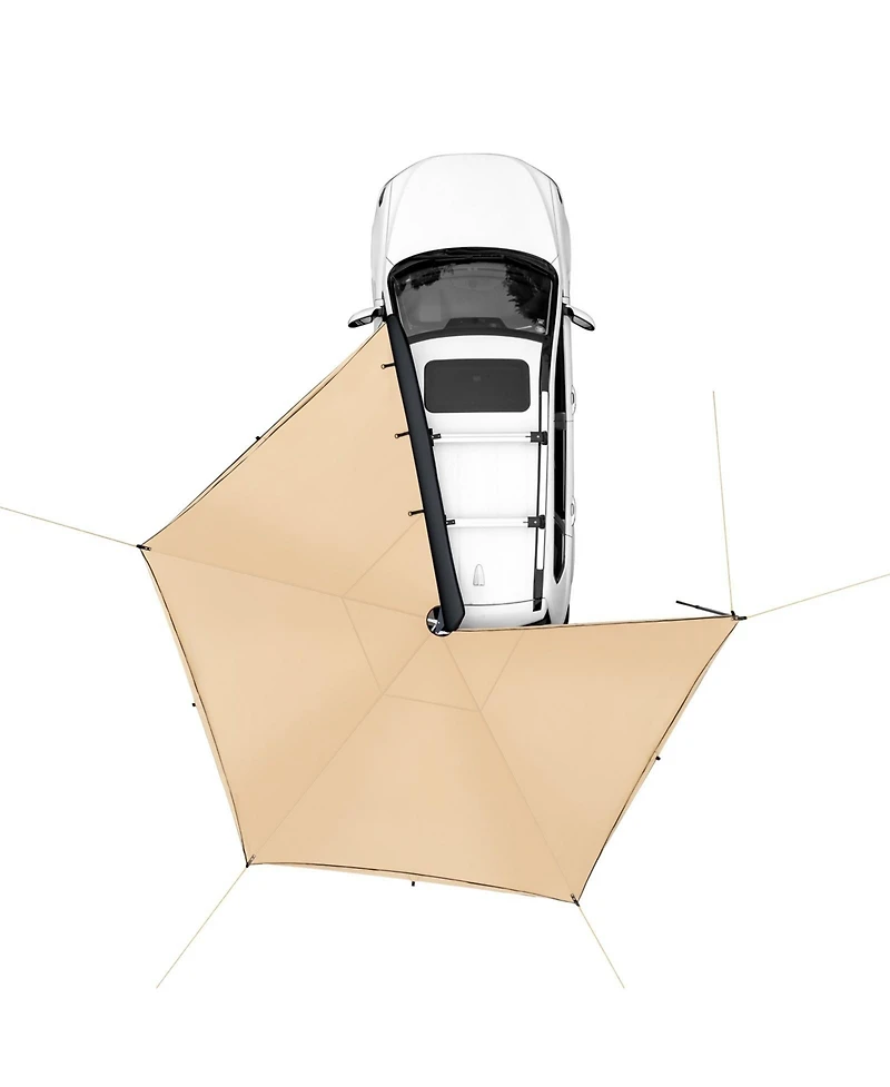Mecale 270 Degree Vehicle Awning, Retractable Car Side Awning, 8.2' Height, PU3000mm UV50+ with Waterproof Storage Bag