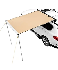 Mecale Car Side Awning, 4.6' x 6.6' Shade Coverage Vehicle Awning, PU3000mm UV50+ Retractable Awning with Storage Bag