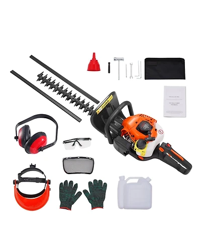 Mecale 23.2" 26CC 2-Cycle Gas Hedge Trimmer, Dual-Sided Dual-Action Blade, 180° Adjustable Head, Handheld Trimmer for Shrubs